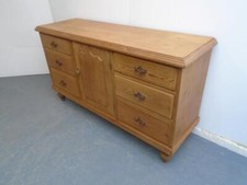 A Superb 6 Drawer Victorian Antique / Old Pine Waxed Dresser Base / TV Stand