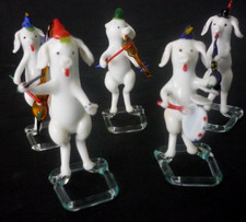 Vintage 5 Piece Set Glass Pig