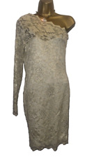 Lipsy Lace Sequin Bodycon Dress 14 12 Gold Champagne Party Evening Long Sleeve