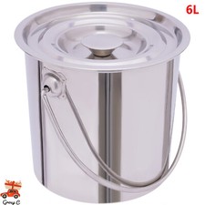 6L Milk Can Pail Bucket Milk Bucket Stainless Steel Kitchen Storage Keg w Lid