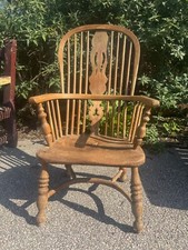 Antique 19th Century Country House Farmhouse Ash & Elm Fireside Carver Chairs