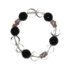 Bracelet Glass Beaded, Black Clear