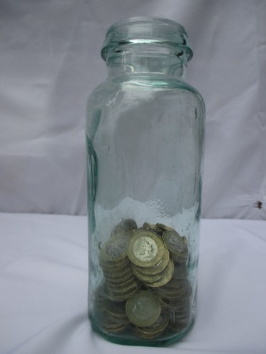 Victorian glass bottle money - glass,