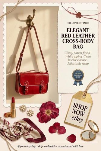 Elegant red leather cross body - red,