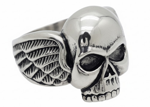 Winged skull ring men - winged,