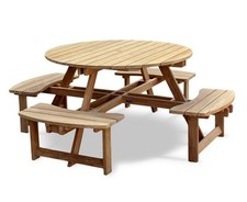 Teak Round Picnic Bench - 8