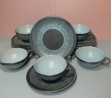 Vintage Lovemose Danish 60s studio pottery Graasten set of 5 cups saucers plates