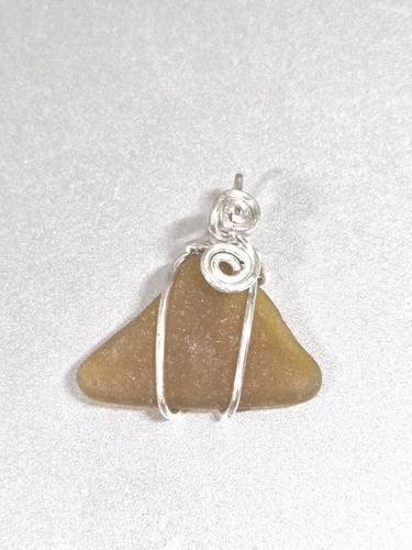 Brown seaglass pendant - seaglass,