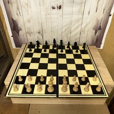 Vtg Wooden Chess Game Set