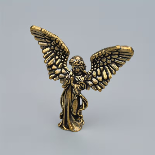 Small brass angel figurine - angel,