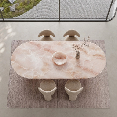 Pink onyx dining table top - dining, |