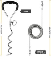 Pet Gear Dog Tie Out Stake Cable Garden Camping Safe Spike Screw and Wire