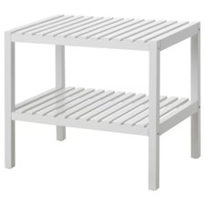 IKEA MUSKAN White Bench 58x38cm - Bathroom Storage Shelf Wooden Side Table