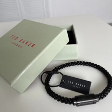 TED BAKER man genuine  Black  Leather Bracelet new gift box