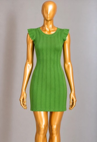 Zara green ribbed dress - dress, size