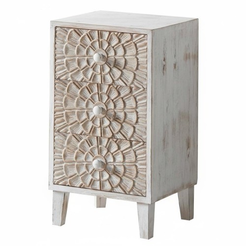 Drawer carved nightstand - 3-drawer,