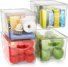 4 Pack Clear Storage Bins with