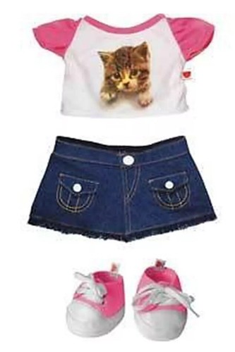 Design bear denim cat outfit - design,