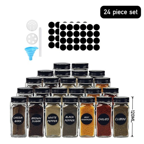 24pcs spice jars square - jars, glass