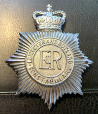 Leicestershire and Rutland  Constabulary Police Helmet Plate Obsolete Post 1953.