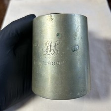 Antique Victorian Silver Pewter Glass Bottom Tankard 1900 Half Pint