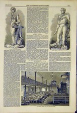 Old Antique Print Statue Lord Nelson Wellington Duke Chapel Boulogne 1850 19th
