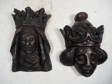 Vintage King & Queen 3D Wall Plaques - Cold Cast Bronze (Resin)