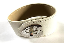 Rhona Sutton Leather Heart Cuff Bracelet 17cm White Black Brown Silver Gold Rose