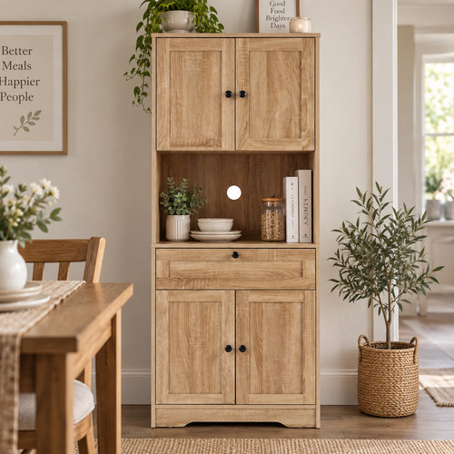 Kitchen pantry cabinet oak - oak, 4