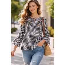 Jolt Gingham Blouse Womens S