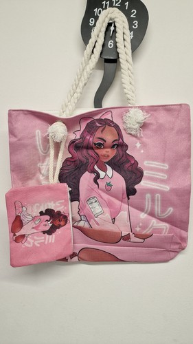 Pink anime girl canvas tote - pink,