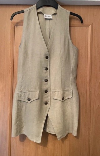 Longline beige coloured linen - coloured,