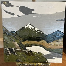 Welsh oil painting - ‘Snow on Moel Siabod’ - in the style of Kyffin Williams