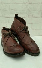 Mens Chukka Boots Size 9 Brown Leather Ankle Shoes Brogue Lace Up Rubber Soles