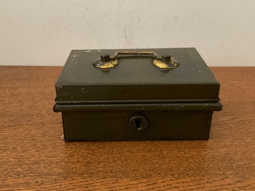 Vintage green metal cash box - vintage,