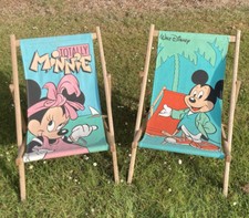 Vintage Disney Mickey & Minnie Mouse Kids Garden Deck Chairs Foldable Summer