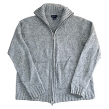 Gant Alpaca Blend Knit Cardigan Full Zip Pockets Y2K Grey Sweater Mens Large