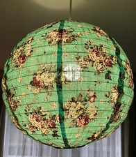 Large Duck Egg Floral Roses Fabric Globe Ball Lantern Pendant Ceiling Lampshade 