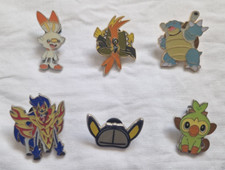 Bundle of 6 Enamel Pokemon Pin Badges - Grookey, Zamazenta, Detective Pikachu