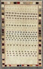 FINE WOOL GABBEH RUG HAND MADE THICK PERSIAN CREAM CARPET CLEAN 5'5" X 3'4"