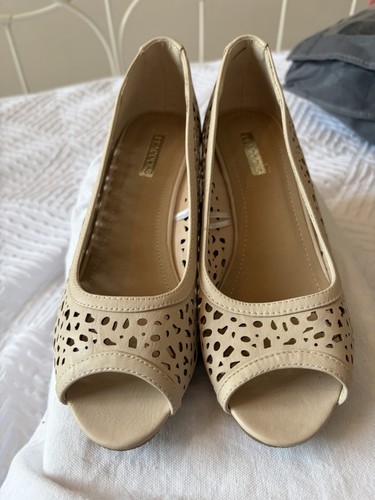 Cream wedge peep toe - cream,