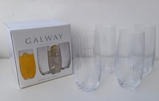 Set Of 4 Galway Irish Crystal Erne Hi-Ball Glasses Brand New G320064