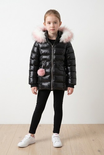 Girl shiny black fur - black,