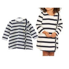 Petit Bateau Nautical Dress  Baby Girl Toddler White Navy Blue Striped age 2 yrs