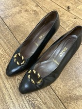 Black Ladies Bally Leather Court Shoes Size 4.5