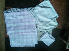 Pink Check Single Duvet Bedsheet Throw Cushion Cover Set