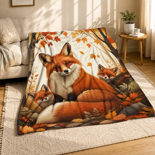 Autumn fox family coral fleece - autumn,