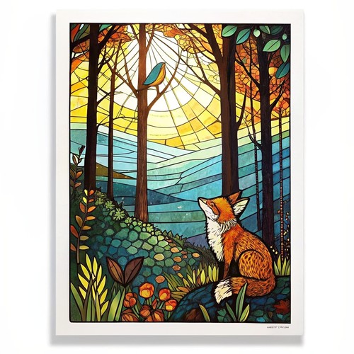 Stained glass forest - glass, wall