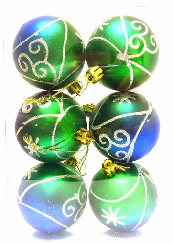 Christmas green blue baubles - green, &