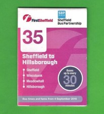 Pocket Bus Timetable - First Sheffield - 35: Meadowhall Hillsborough - Sept 2016